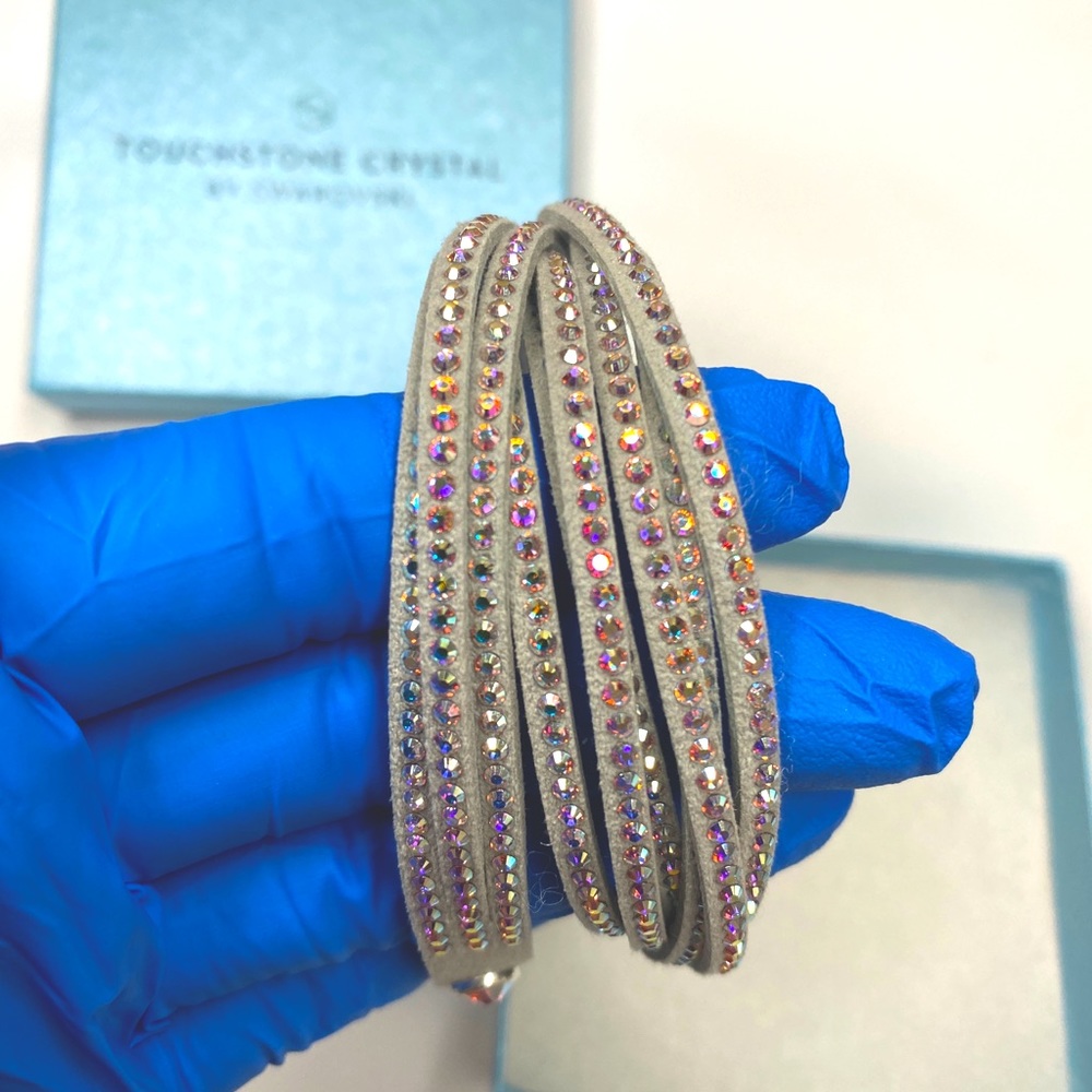 Gray Alcantara Band Swarovski bracelet